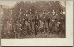 WWI ERA EUROPEAN OFFICERS in UNIFORM w/ RIFLES ANTIQUE REAL PHOTO POSTCARD RPPC