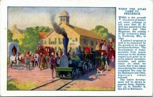 Postcard MD When the Atlas Locomotive Came to Frederick in 1839 ~1910 M73