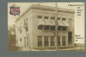 Macon MISSOURI RPPC 1907 ADVERTISING Macon TELEPHONE COMPANY Holiday CHRISTMAS