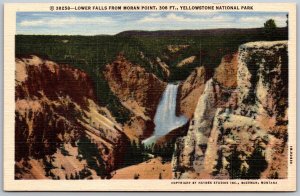 Postcard Yellowstone National Park Lower Falls Canyon 1940s Linen