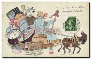 Old Postcard Demenagement Mr Fallieres Donkey Mule Illustrator