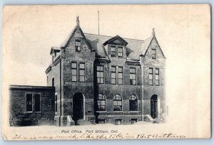 1910 Fort William Ontario Canada Vintage Postcard Post Office Building Posted