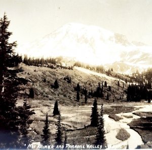 RPPC Mount Rainier Paradise Valley #2 Ellis 1920s Washington Pacific NW PCBG6C