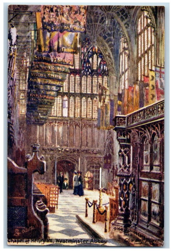 c1910 Chapel of Henry VII Westminster Abbey England Oilette Tuck Art Postcard