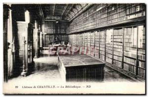 Old Postcard Chateau de Chantilly Library