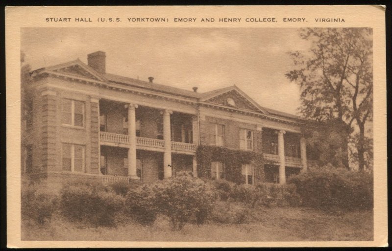 Stuart Hall (USS Yorktown), Emory and Henry College, Emory VA. Artvue postcard