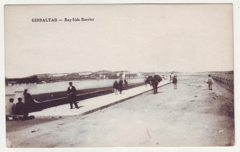 P764 old gibraltar with people bay side barrier