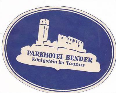 GERMANY KOENIGSTEIN PARKHOTEL BENDER VINTAGE LUGGAGE LABEL