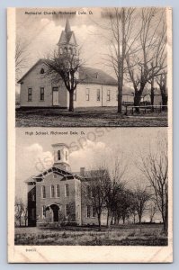 J99/ Richmond Dale Ohio Postcard c1910 Methodist Church High School 197