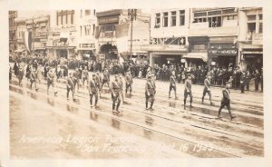 RPPC AMERICAN LEGION PARADE SAN FRANCISCO CALIFORNIA REAL PHOTO POSTCARD 1923