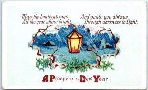 Postcard - A Prosperous New Year with Poem and Art Print, New Year Greeting Card