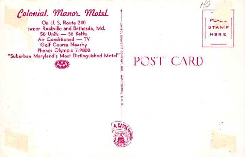 Colonial Manor Motel between Rockville and Bethesda - Rockville, Maryland MD