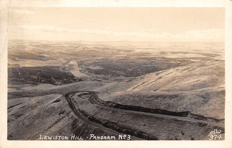 Lewiston Hill Idaho~Panorama~Switchback Road~1945 WWII Soldiers Mail~RPPC 