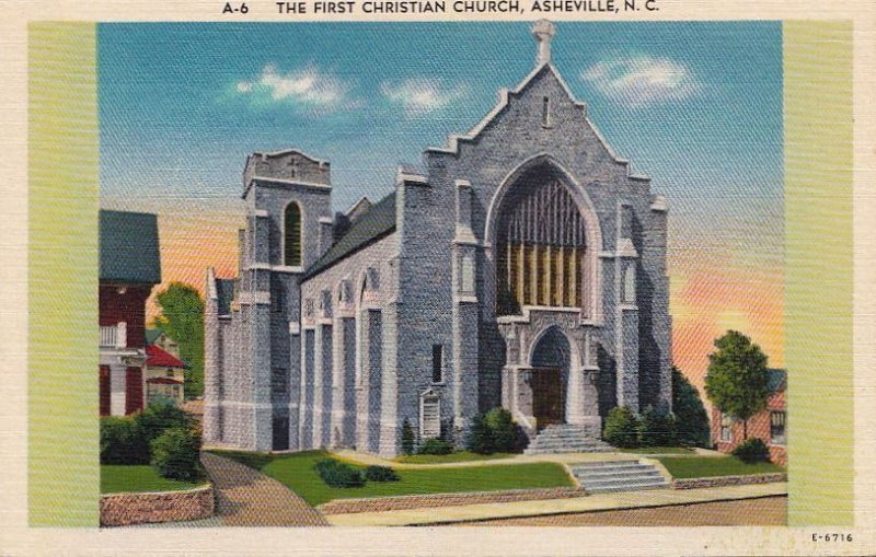 Postcard The First Christian Church Asheville NC