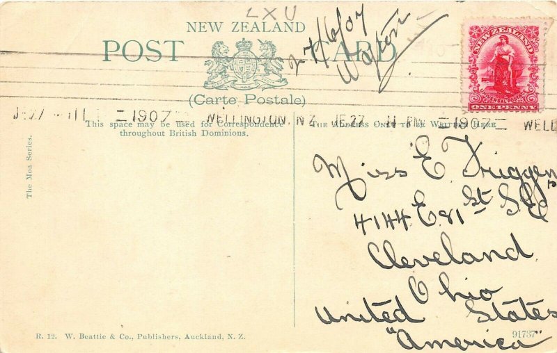 Whakareewarewa New Zealand 1907 Postcard Diving For A Penny Posted to USA