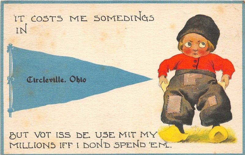 F83/ Circleville Ohio Postcard c1910 Pennant Dutch Child
