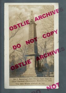 Keokuk IOWA RPPC c1910 HALLOWEEN PRANK Bob White CIGAR STORE INDIAN on Monument