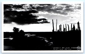 RPPC ZUNI, New Mexico NM ~ Sunset on ZUNI RIVER c1940s Frasher Postcard