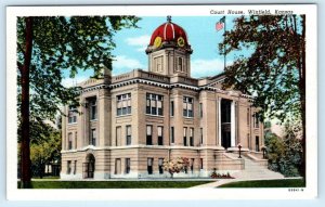 WINFIELD, Kansas KS ~ COURT HOUSE 1948 Linen ~ Cowley County  Postcard