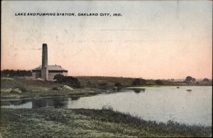 Oakland City Indiana IN Lake and Pumping Station c1910 Vintage Postcard