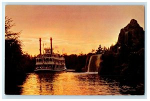 Disneyland Mark Twain Steamboat River Trip Dusk Frontierland Anaheim CA Postcard 