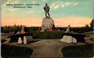 Soldiers Monument, Atkinson Park Newburyport MA Vintage Postcard S61