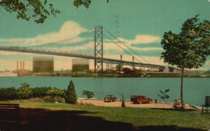 Vintage Postcard 1954 View of Ambassador Bridge From Windsor Canada CAN