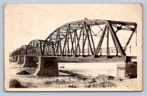 J89/ Glendive Montana RPPC Postcard c1930s Red Trail Bridge River 334