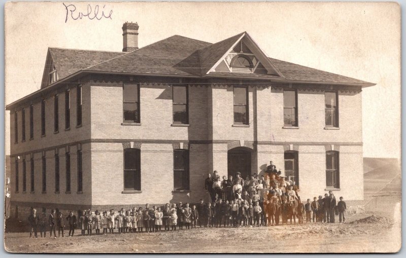 Children Outside The School Building Photograph Postcard