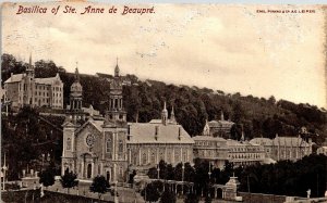 VINTAGE POSTCARD BASILLICA OF SAINT ANNE DE BEAUPRE MAILED QUEBEC 1908 FRESH