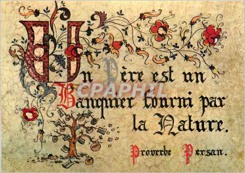 Postcard Modern Proverbs illuminated Pere is a banker