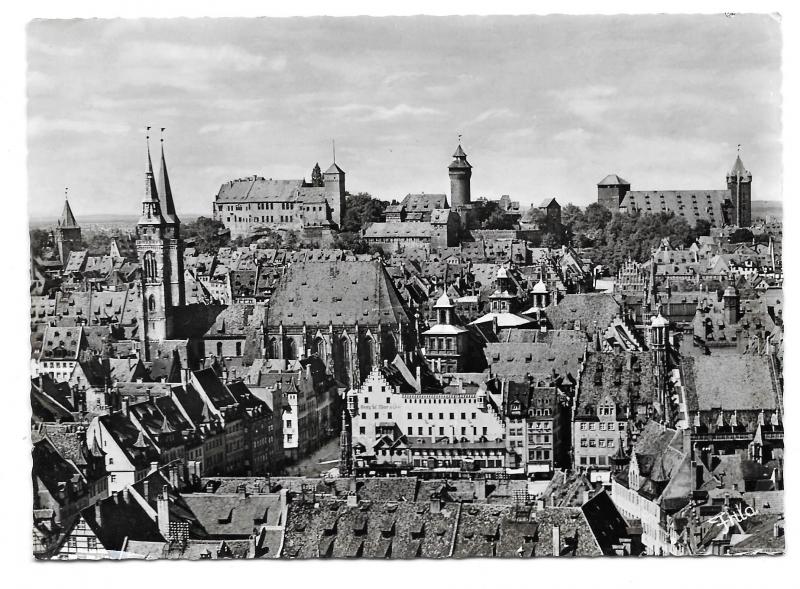 Germany Nuremberg Nurnberg Birdseye View to Castle Glossy Photo Postcard 4X6