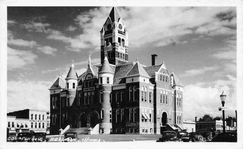 Court House Robinson Illinois 1943 RPPC Real Photo postcard