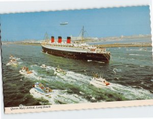 Postcard Queen Mary Arrival Long Beach California USA