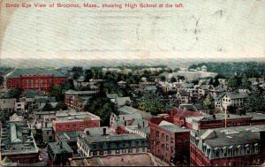 Massachusetts Brockton Birds Eye View Showing High School At Left 1909