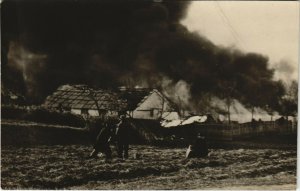 PC CHINA, FIRES IN SHANGHAI, Vintage REAL PHOTO Postcard (b29855)