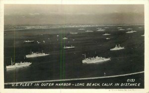 California Long Beach US Fleet Outer Harbor {115} RPPC Photo Postcard 22-1801