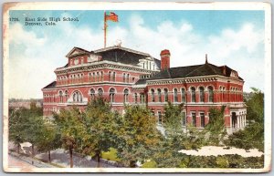 Denver Colorado CO, East Side Public High School Building, Roadway, Postcard