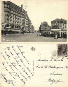 luxemburg, LUXEMBOURG, Place de la Gare, Hotel Clesse, Tram (1947) Postcard