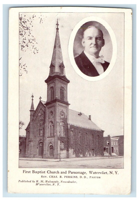 c1900's First Baptist Church And Parsonage Watervliet New York NY Postcard
