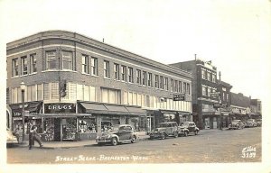 Bremerton WA Store Fronts Drug Store Barber shop Pole Very Clear 1944 RPPC