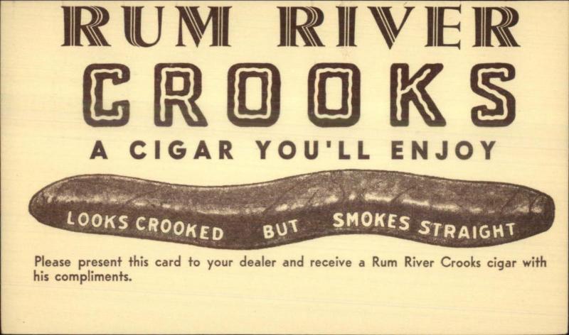 Rum River Crooks Cigars LOOKS CROOKED SMOKES STRAIGHT Postal Card