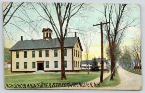 Winchester New Hampshire~Parker Street High School~Homes Down Road~c1914  