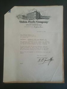 1934 Union Paste Company UPACO Adhesives Medford Mass Letterhead Letter Signed
