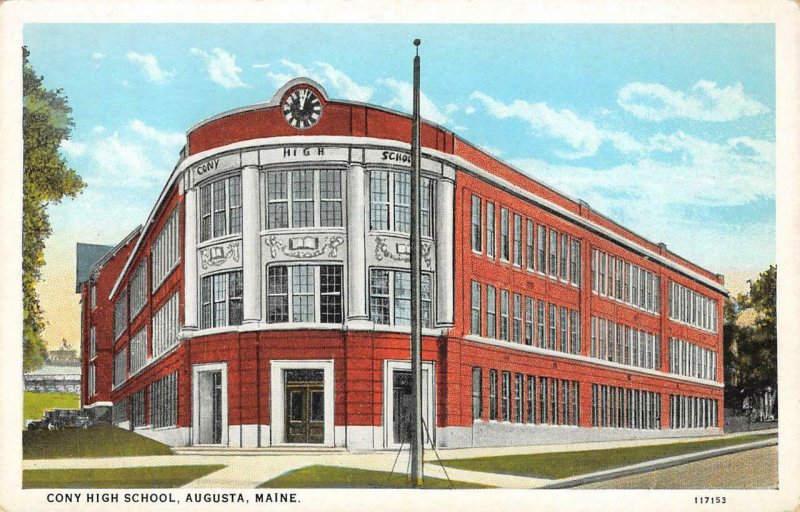 CONY HIGH SCHOOL Augusta, Maine Kennebec County c1920s Vintage Postcard