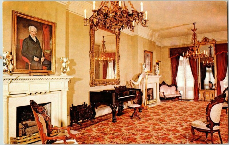 Double Parlour Belle Meade Mansion Twin Fireplaces US Highway 70 PM Postcard 