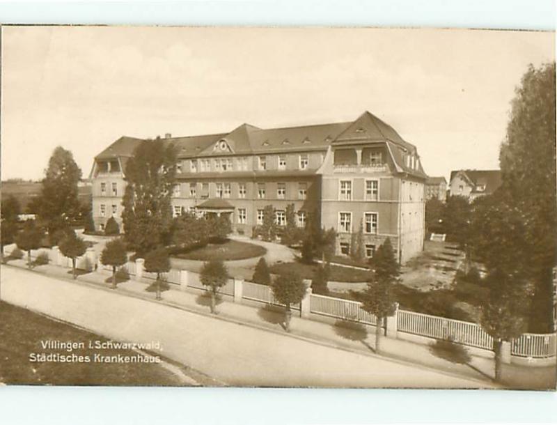 Vintage Post Card Villingen Schwarzwald Stadtisches Krankenhaus Germany  # 3721