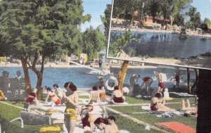 Las Vegas Nevada Twin Lakes Lodge Swimming Scene, Color Linen Vintage PC U2722