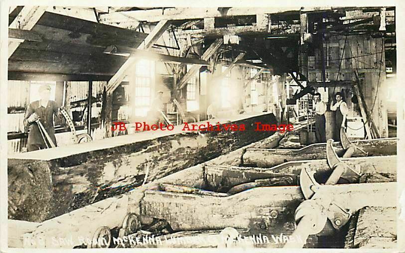 WA, McKenna, Washington, RPPC, Lumber Company Logging Saw Room, Photo