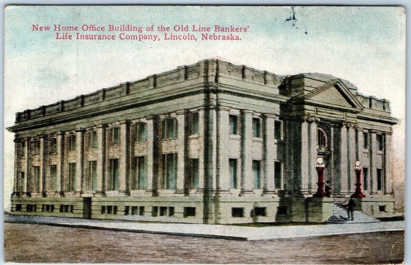 c1910s Lincoln, Nebraska Life Insurance Classical Building Old Line Bankers A72